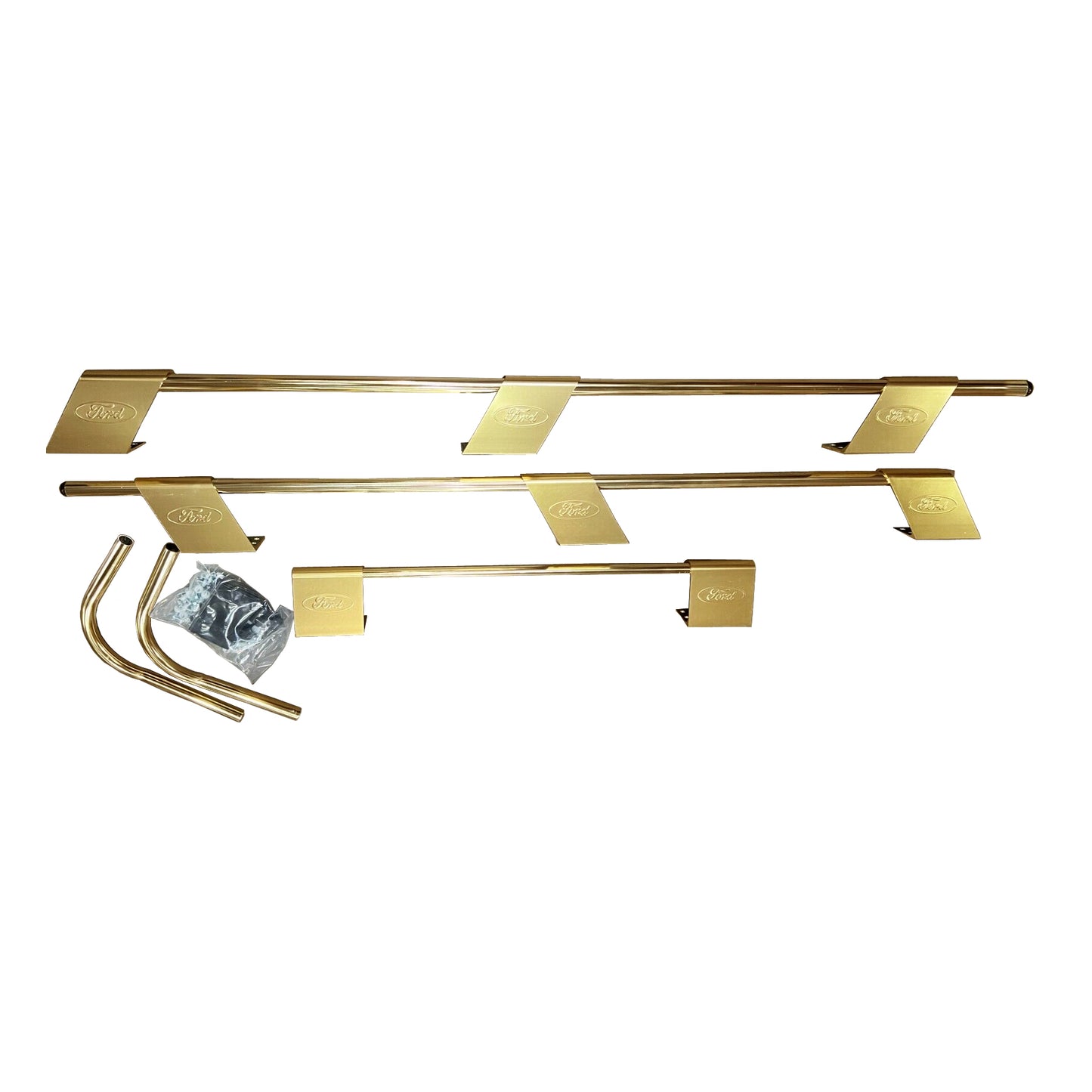 Universal Vintage Van Ford Logo Roof Rack Anodized Gold 3 Sided