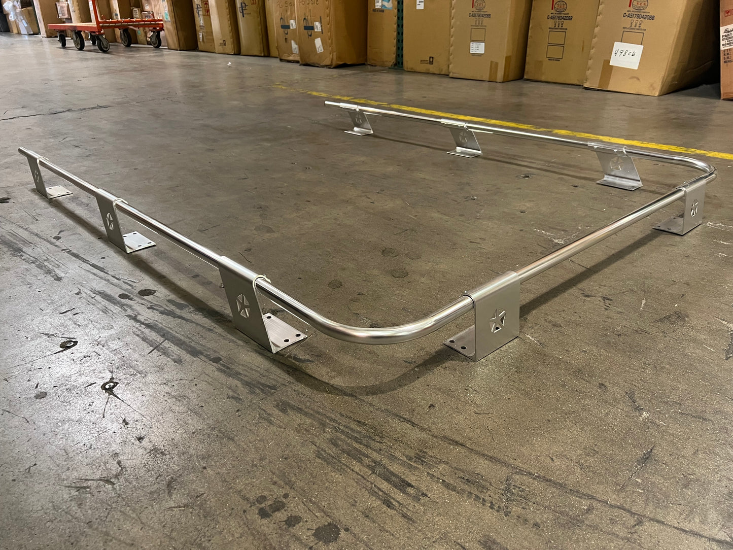 Vintage Van Dodge Logo Roof Rack Silver 3 Sided