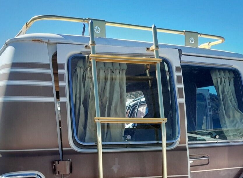 Universal Vintage Van Dodge Logo Roof Rack Anodized Gold 3 Sided