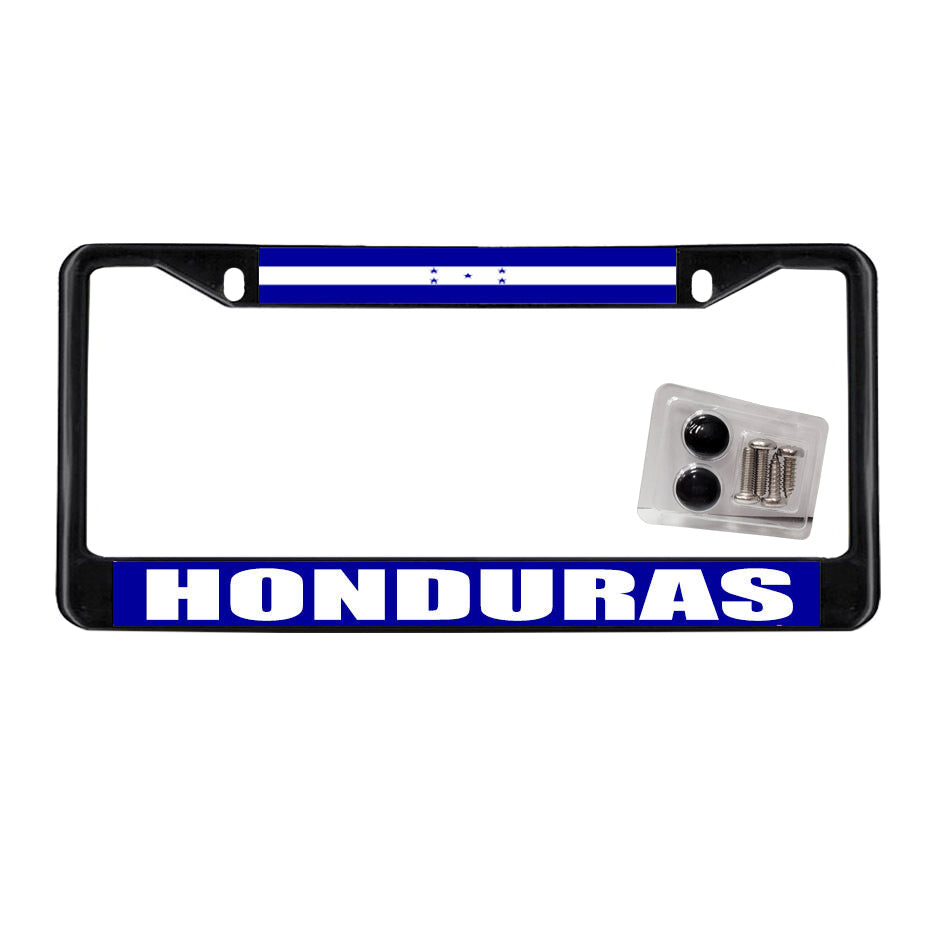Honduras Black Heavy Duty Metal License Plate Frame Stainless Steel