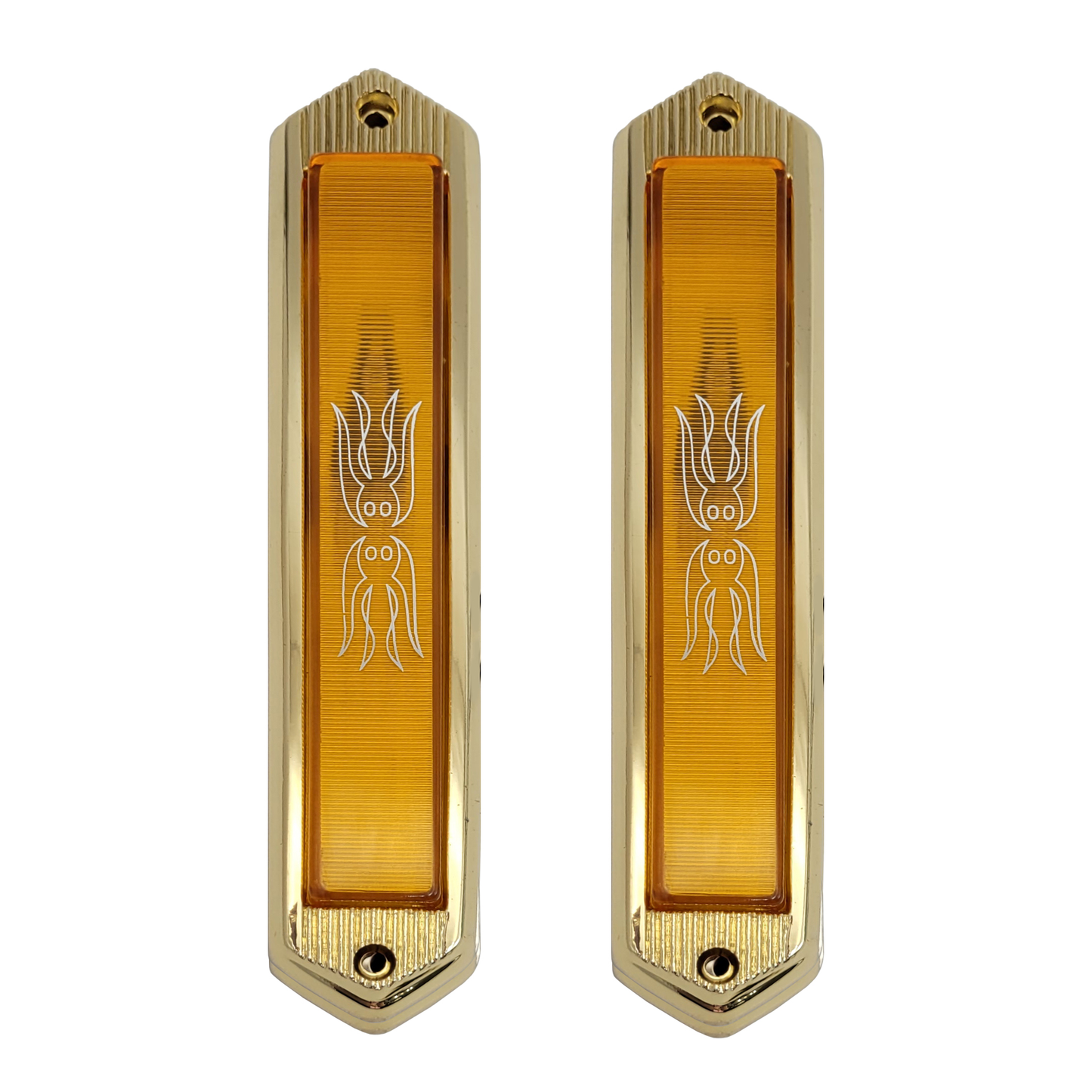 Coach Side Marker Opera Lights Amber Lens Gold Housing Pair