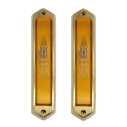 Coach Side Marker Opera Lights Amber Lens Gold Housing Pair