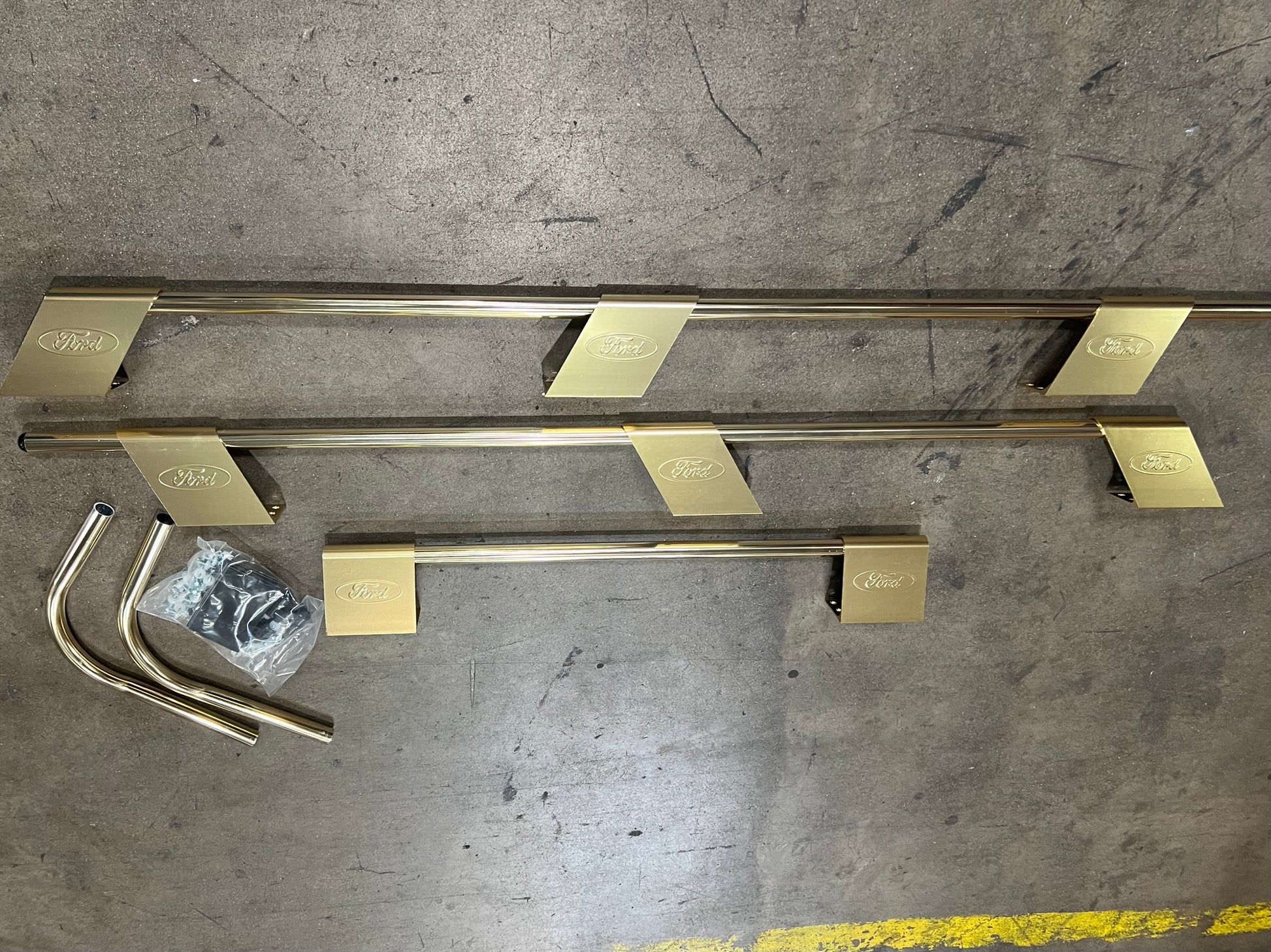 Universal Vintage Van Ford Logo Roof Rack Anodized Gold 3 Sided J & A