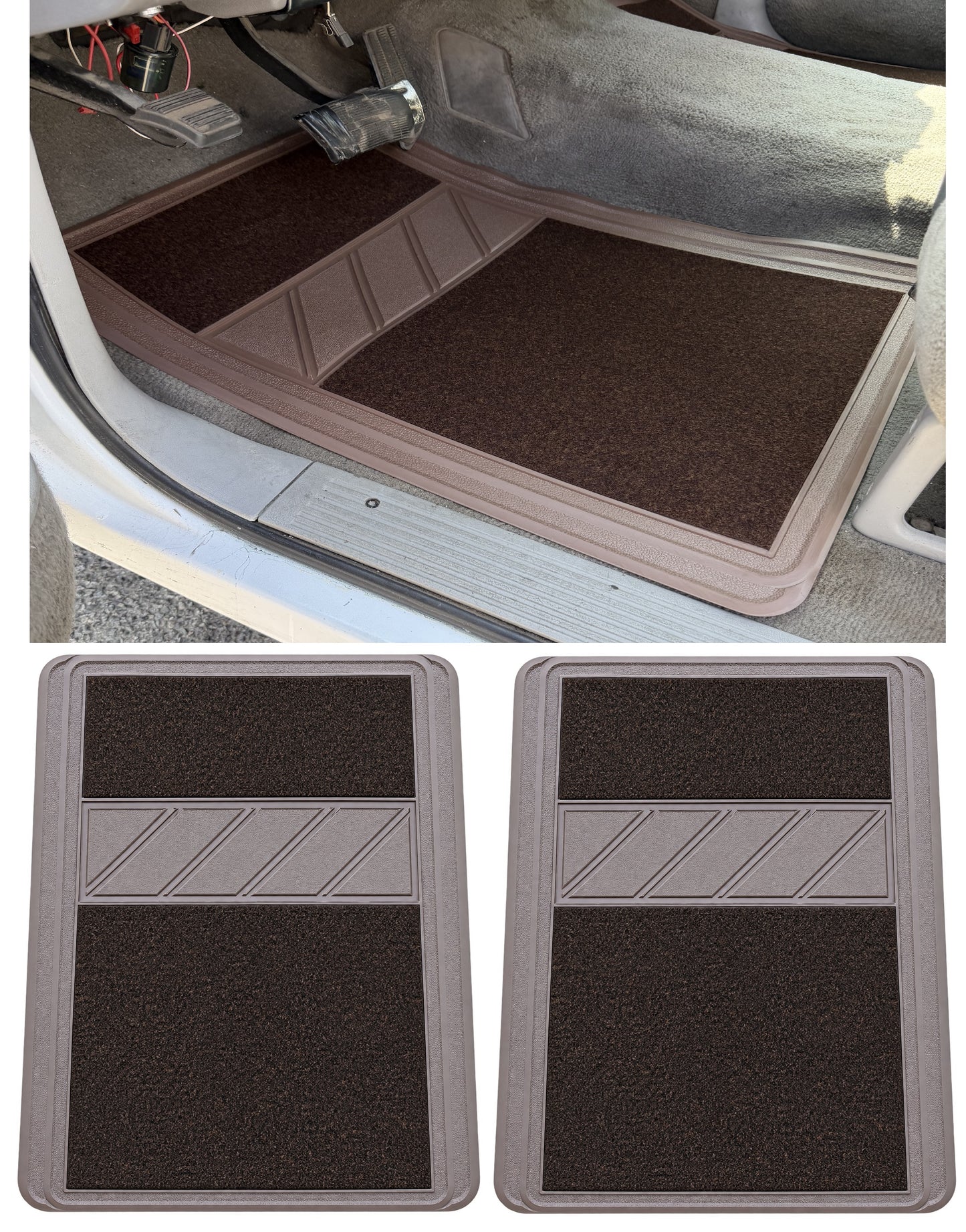 OBS Ford Chevy GMC 1500 Front Heavy Duty Carpet/Rubber Floor Mat 2 Pc Driver Passenger