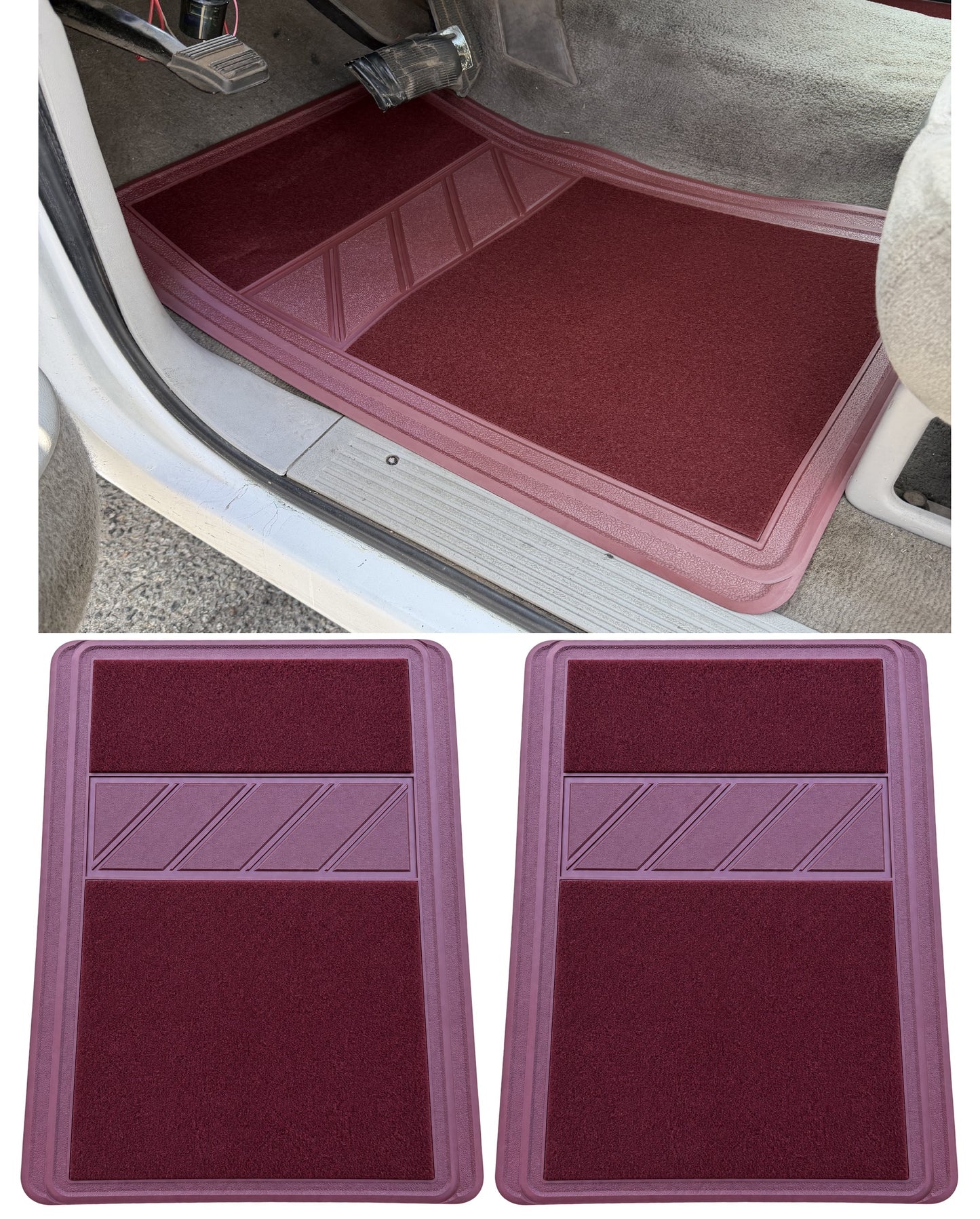 OBS Ford Chevy GMC 1500 Front Heavy Duty Carpet/Rubber Floor Mat 2 Pc Driver Passenger