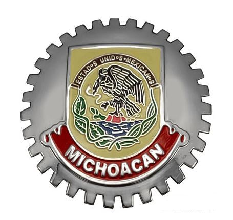 Michoacan Mexico Grille Badge for Car Truck Grill Mount Mexican Flag