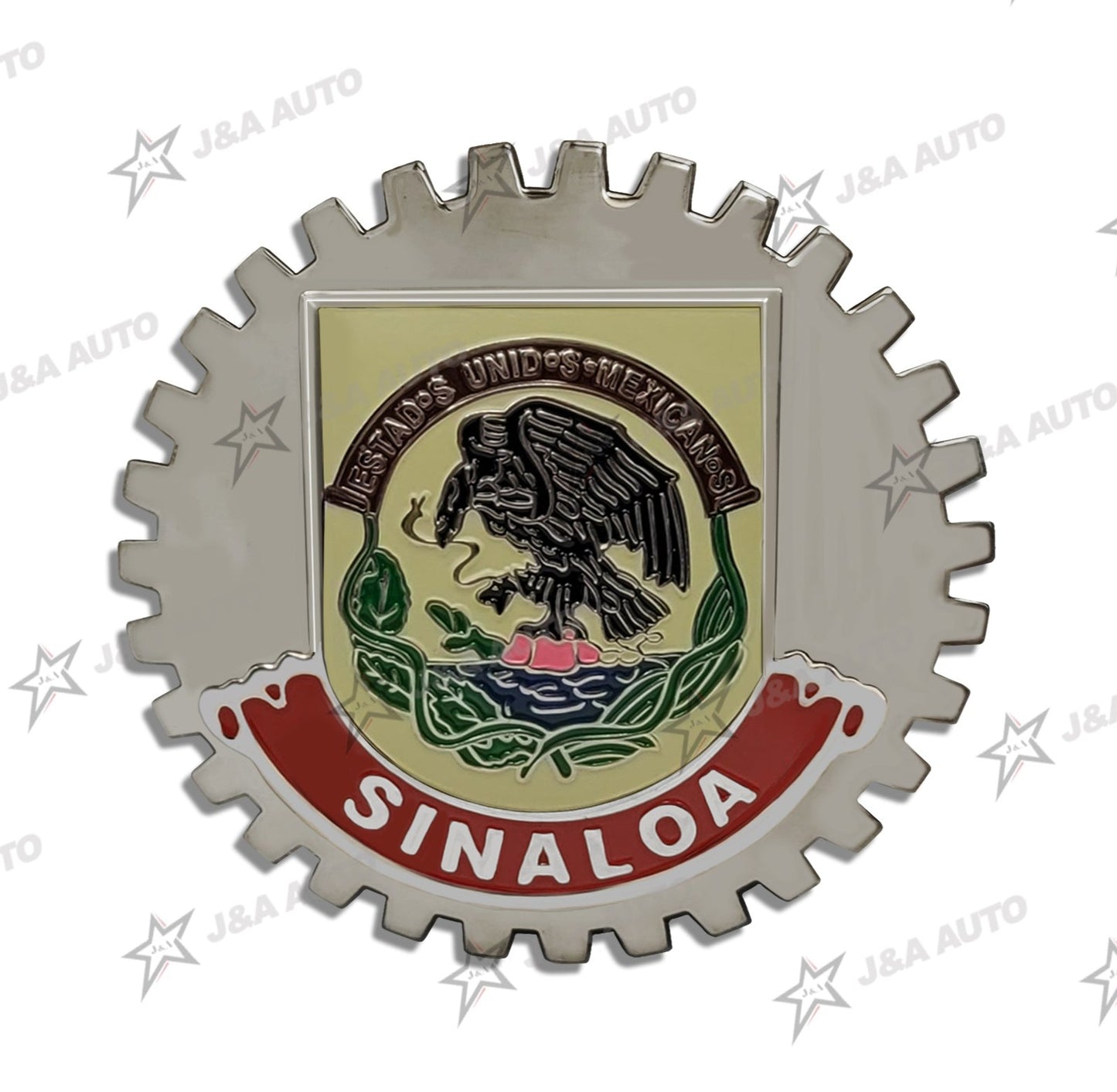 Sinaloa Grille Badge for Car Truck Grill Mount Mexican Flag