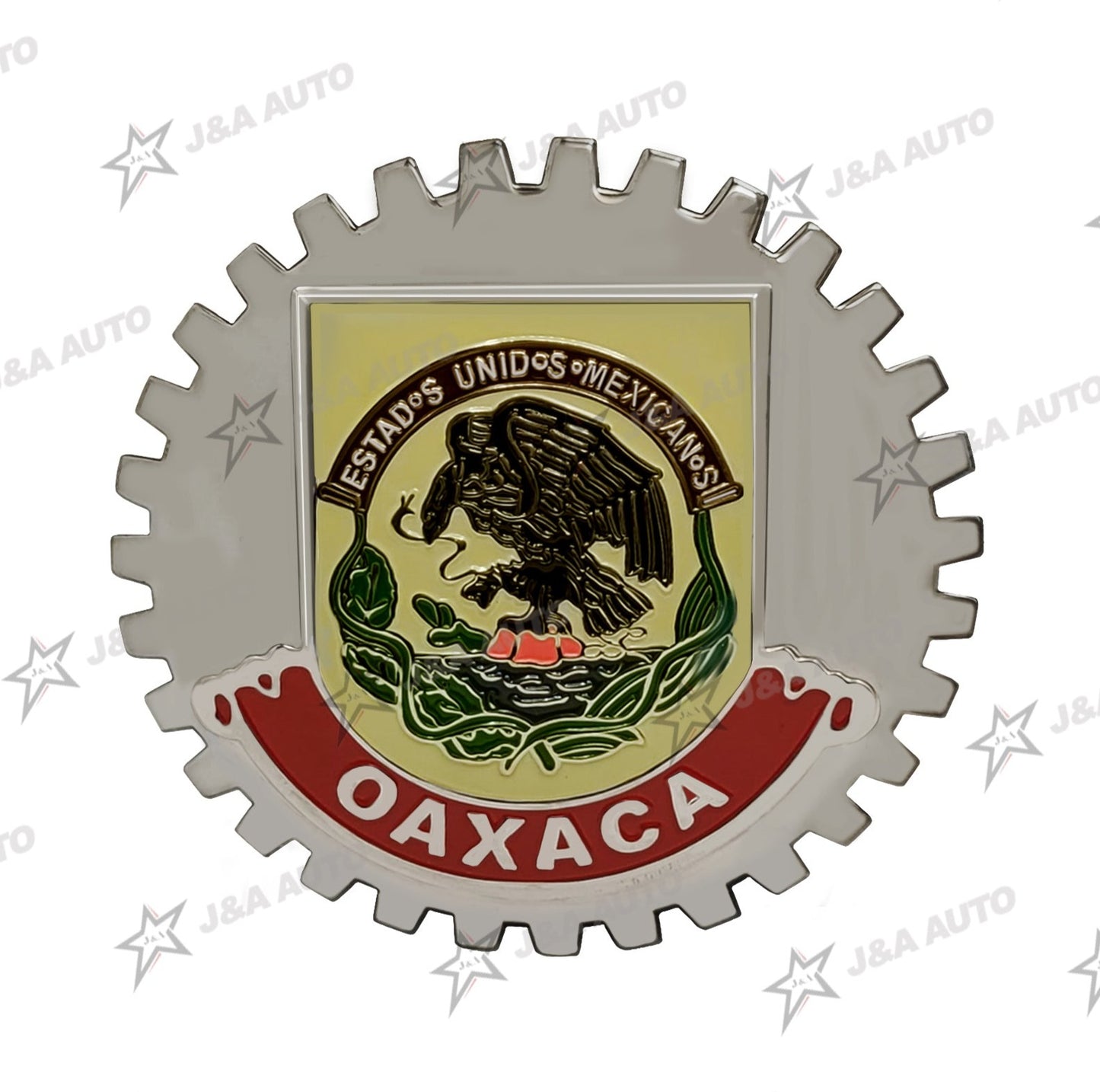 Oaxaca Grille Badge for Car Truck Grill Mount Mexican Flag