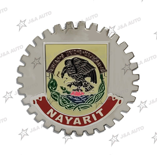 Nayarit Grille Badge for Car Truck Grill Mount Mexican Flag