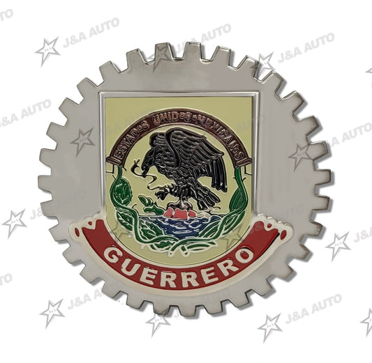 Guerrero Grille Badge for Car Truck Grill Mount Mexican Flag