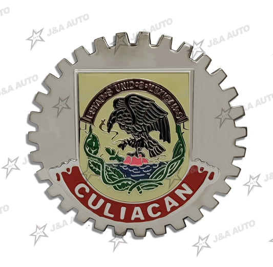 Culiacan Grille Badge for Car Truck Grill Mount Mexican Flag