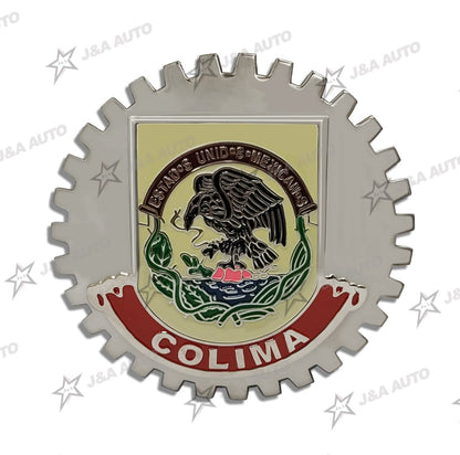 Colima Grille Badge for Car Truck Grill Mount Mexican Flag