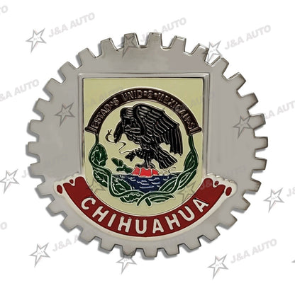 Chihuahua Grille Badge for Car Truck Grill Mount Mexican Flag