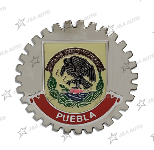 Puebla Grille Badge for Car Truck Grill Mount Mexican Flag