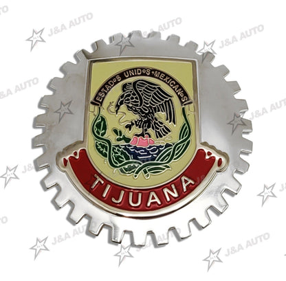 Tijuana Grille Badge for Car Truck Grill Mount Mexican Flag