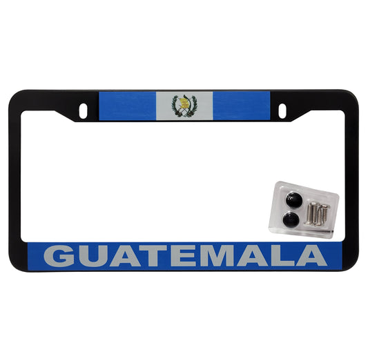 Guatemala Flag Black Heavy Duty Metal License Plate Frame Stainless Steel