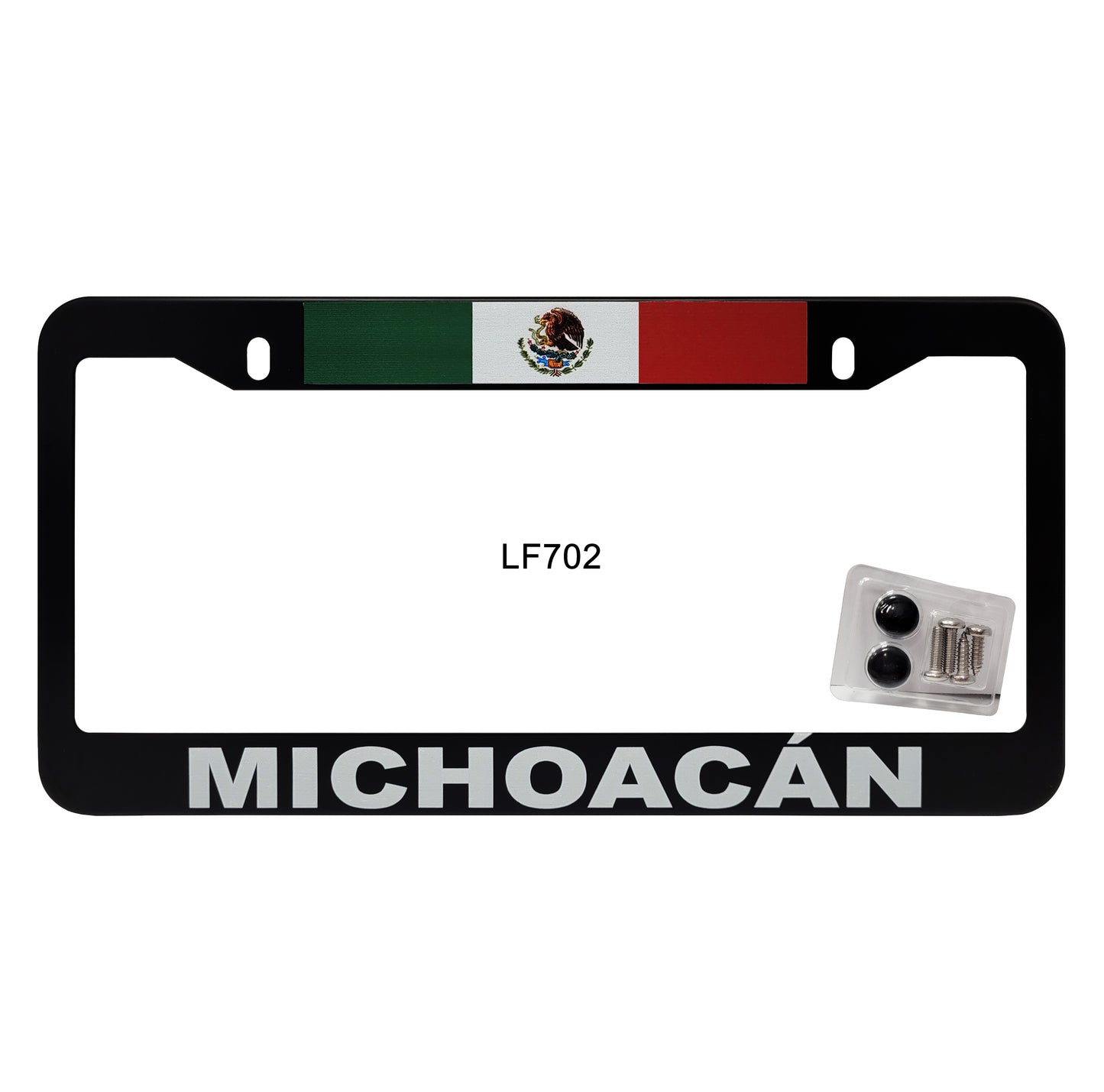 Michoacan Flag Black Heavy Duty Metal License Plate Frame Stainless Steel