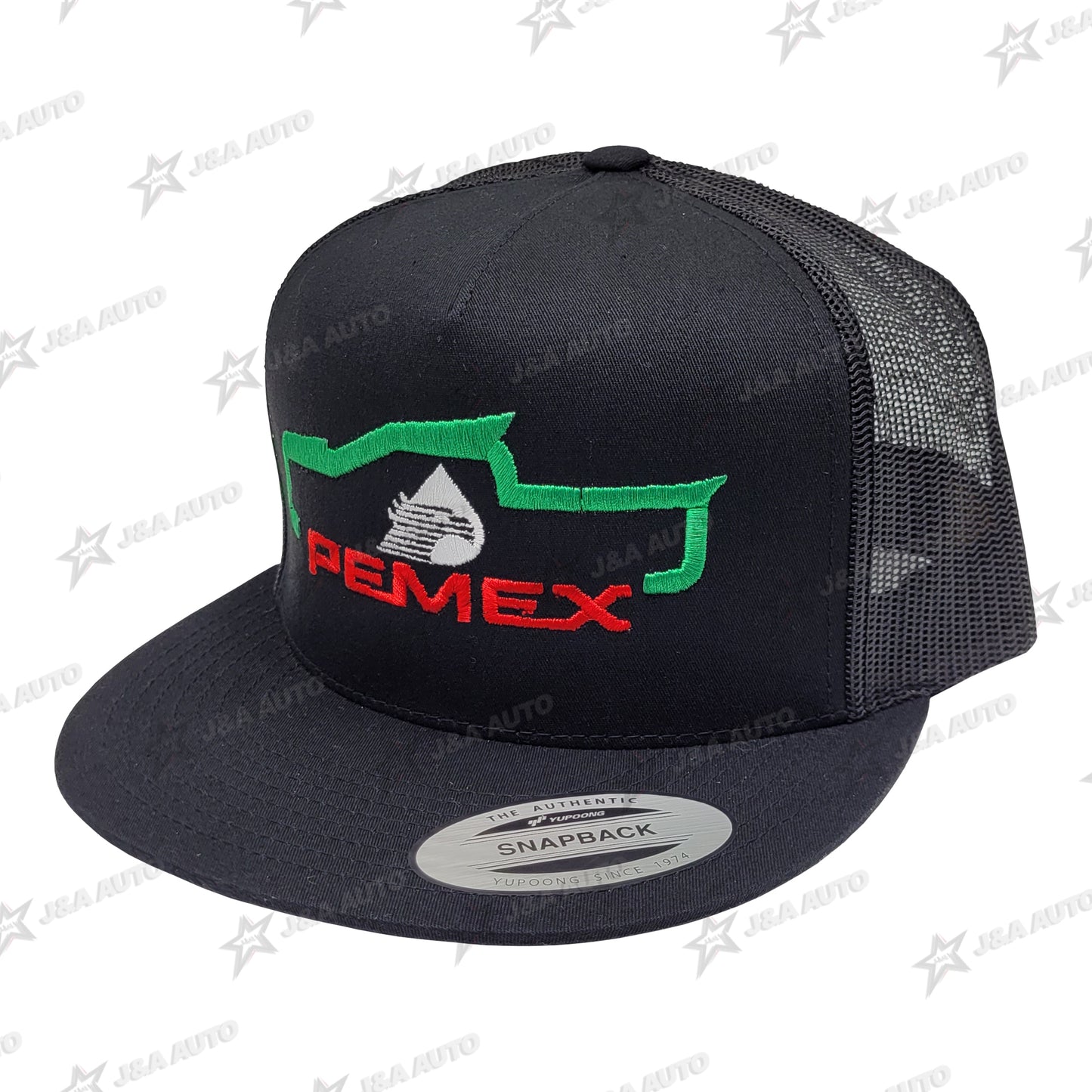 Pemex Mexico Truck Green/Red/White Snapback Hat Black Mesh