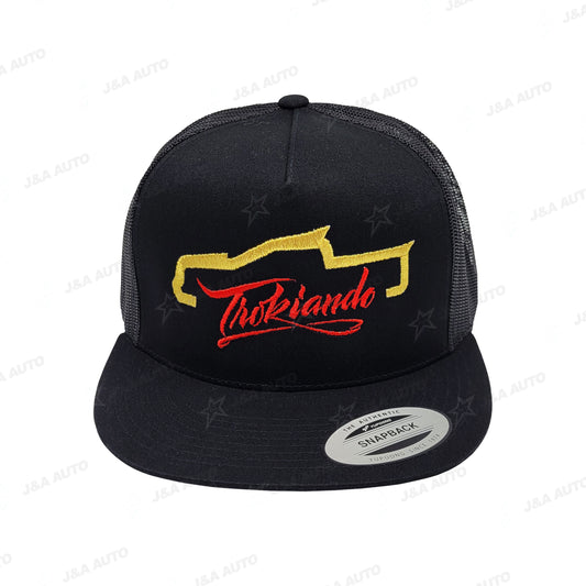 Trokiando Truck Gold/Red Snapback Hat Black Mesh