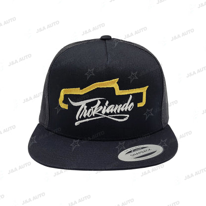 Trokiando Truck Gold/White Snapback Hat Black Mesh